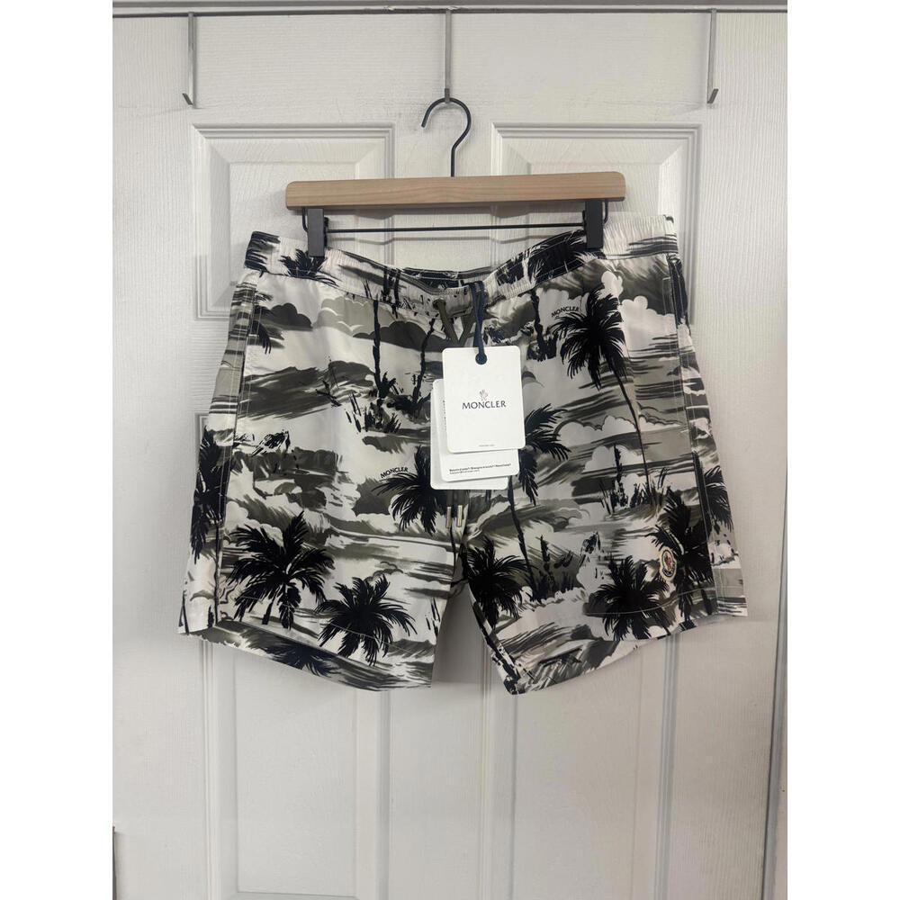 Moncler Men’s Swim Shorts Black Tree Pattern Size XXL